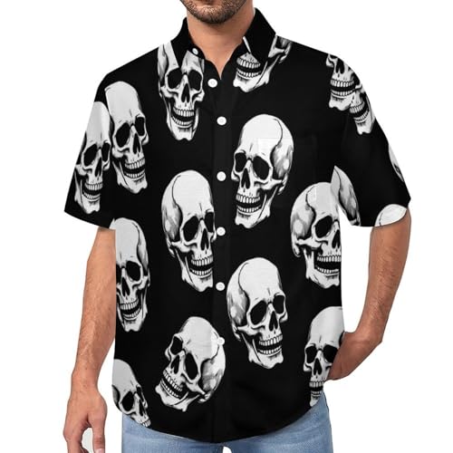 Chemise décontractée pour homme manches courtes imprimé crâne léger S-7XL