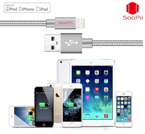 Image of SOOPII USB to 8 Pin Lightning Cable, 3A Output-Fast Charging & High-Speed Data Transfer for i-Phone Series, Durable Nylon Braided Design, Tangle-Free, Compatible with i-Phone, i-Pad & Other Devices