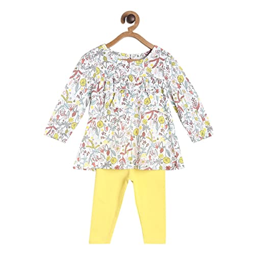 Image of miniklub Baby Round Neck Long Sleeve Knitted Cotton Clothing Set, Pack of 2 (Yellow Color)
