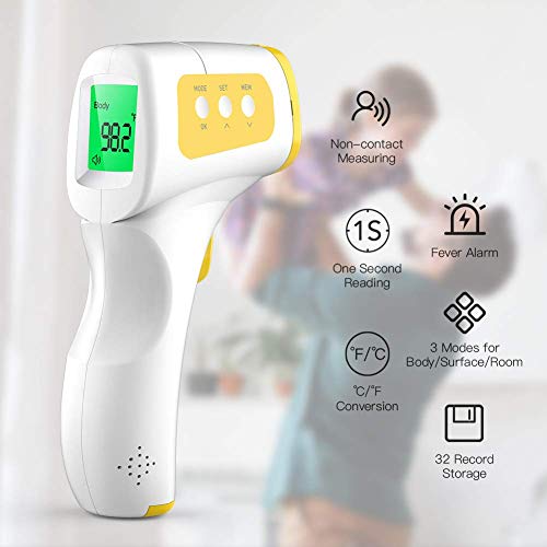 Baby Forehead Thermometer, Infrared Non-Contact Thermometer for Adult, Kids, Baby, Accurate Instant Readings No Touch Infrared Thermometer with 3 in 1 Digital LCD Display for Indoor and Outdoor Use