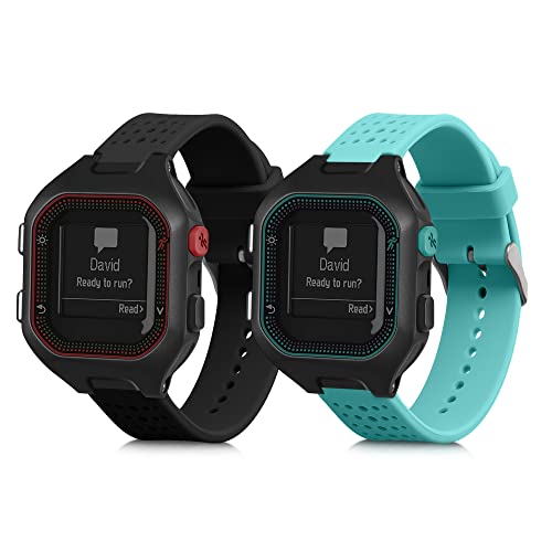 Correr, Wireless kwmobile Pulsera compatible con Garmin Forerunner 25 (L - 40 x 47 x 13.9 mm) correa - 2x Correas de silicona flexible - Tamaño ajustable