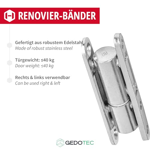 Gedotec Renovation Hinge in Galvanized Steel, 1 piece - Image 3