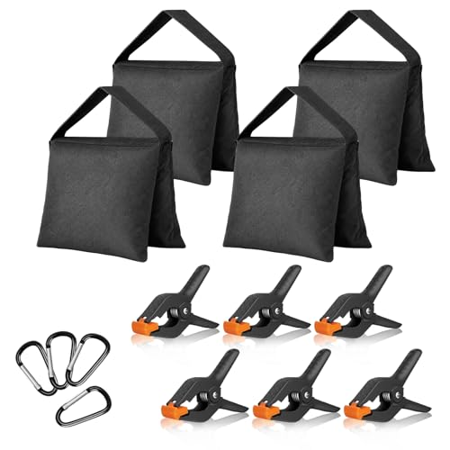 4 sacos de arena y 6 clips de resorte de 11.4 cm para fijar fondos fotográficos de estudio