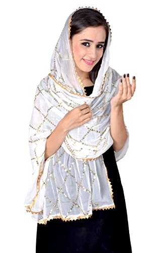 Chandrakala Chiffon Dupatta for Women, Shawl Scarf Wrap Chunni (D238-P)