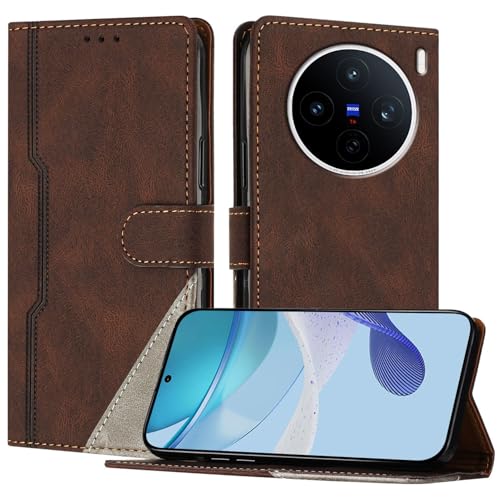 Radoo Kompatibel mit Vivo X200s Hülle, HandyhüLle für Vivo X200s Hülle Pu Leder Flip Wallet Magnet Hülle Handytasche KlapphüLle SchutzhüLle Tasche HüLle Holster（Braun）