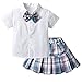 Kinder Mädchen Schuluniform Outfits Mädchen Krawatte Weiß Shirt Faltenrock Sets Baby Mädchen Bowknot Hemd Plaid Mini Rock 2Pcs Kleidung Sets Kinder Tennisrock Zauberer Set Karneval Fasching Kostüm