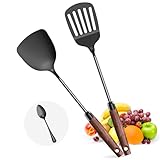 ZRHI Titanium Spatula Set of 3 for Kitchen, Kitchen Utensil Set Pure Titanium, Food Grade, High Heat Resistant Cooking Utensils, Easy to Clean, Black