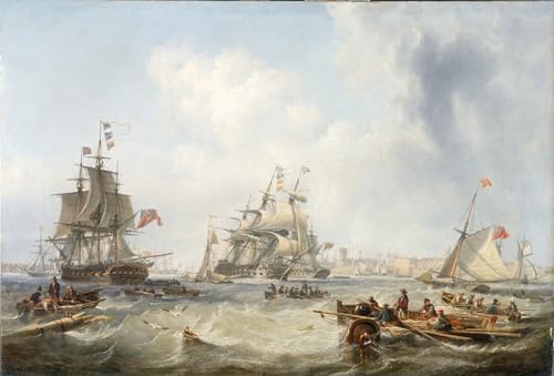 Toile Peinture Murale Hommes de guerre au large du port de Portsmouth Décoration Salon Esprit Marin