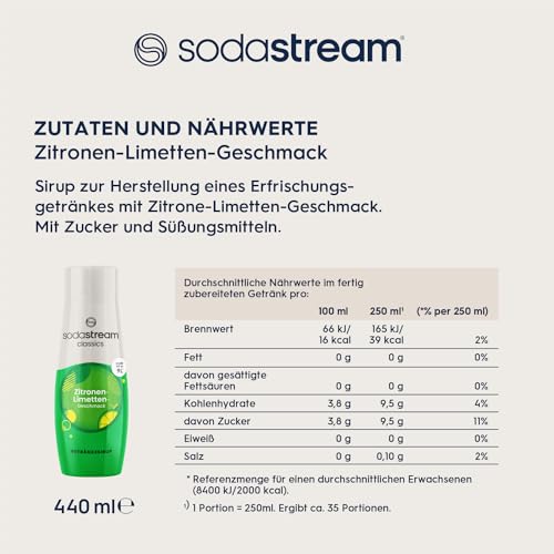 SodaStream Sirup Zitrone-Limette, 1x Flasche ergibt 9 Liter Fertiggetränk, Sekundenschnell zubereitet und immer frisch, 440 ml 6