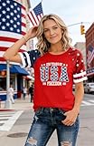 250th Anniversary USA Shirt for Women American 250 Year Birthday Tshirt 4th of July Tops Independence Day Tee