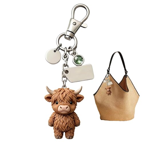 Cow Keychain - 3D Resin Cartoon Animal Bag Pendant, 5cm Decorative Keyring | Cute Cow Charm for Backpack, Purse, Schoolbag, Car,