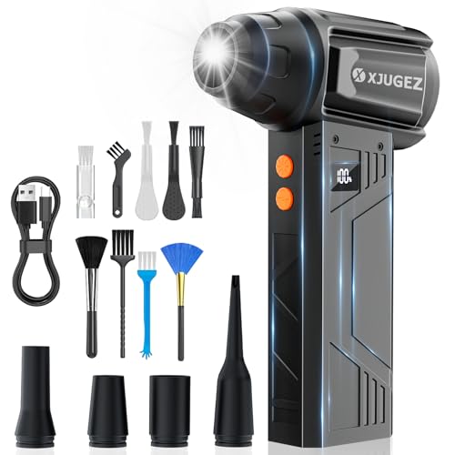 XJUGEZ Aria Compressore Elettrico Rimuovi Polvere,4 Velocità 180000RPM Soffiatore a Batteria con 2...