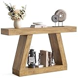 LITTLE TREE 140 cm-Sofatisch mit Stauraum, Konsolentisch im Landhausstil für zu Hause, rechteckiges Holzmöbelstück für den Eingangsbereich, Wohnzimmer, Schlafzimmer, Büro, Flur, Eiche