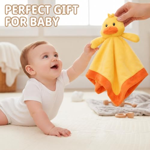 Image of Duck Security Blanket: Soft, Gender Neutral Baby Loveys for Boys and Girls, Snuggle Toy Stuffed Animal, 12 Inch
