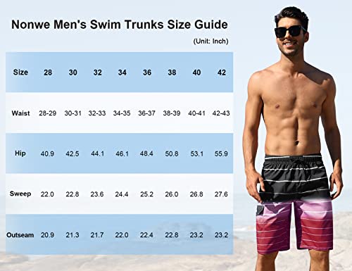 Image of Nonwe Men's Beachwear Quick Dry Striped Board Shorts