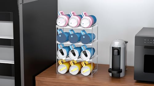 IEEK 4 Tier Stackable Wine and Water Bottle Holder Free-Standing Fridge Wine Bottle Organizers Clear Plastic Water Bottle Holder for Cabinet,Refrigerator,Pantry,Kitchen Countertops,Holds 12 Bottles - Thumbnail 6