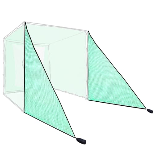 Obokidlyamor 2PCS Green Golf Triangle Side Net with Sandbags; Shank Net Barrier Net for Golf Driving Cage Frame (10' X 10')