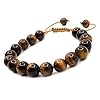 Mayting Bracelet Oeil de Tigre Naturel 10 mm, Bracelet Réglable en Pierres Précieuses Pour Hommes et Femmes Bracelet de Charme Chanceux #1