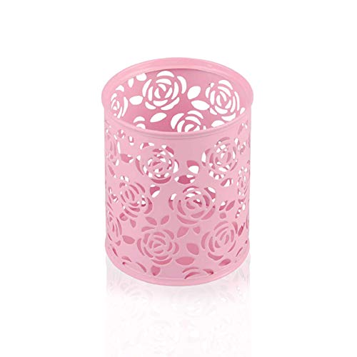 BlastCase Hollow Rose Flower Pattern Cylinder Pen Pencil Pot Holder Container Organizer(Multi-Color to Choose from)