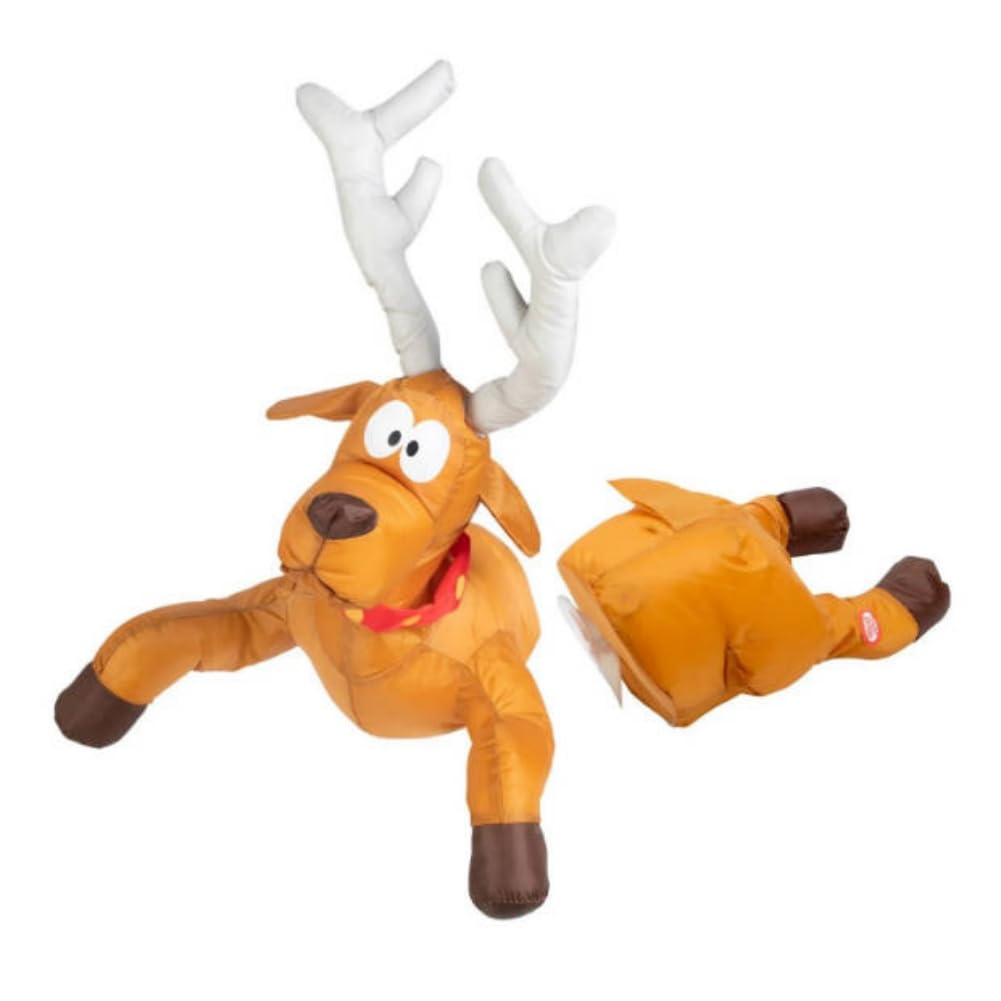 Azuraokey Reindeer Funny Christmas Crashing Santa & Animated Window Decorations – Humorous Kicking & Broken Glass Effect Santa Animated Decoration Funny Christmas Decor For Doors And Windows