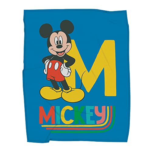 Disney Mickey Good Day Grand Plaid Polaire Enfant Extra Doux 125x150 cm | 100% Polyester | Oeko-TEX | Imprimé Garçon Mickey Mouse | Bleu