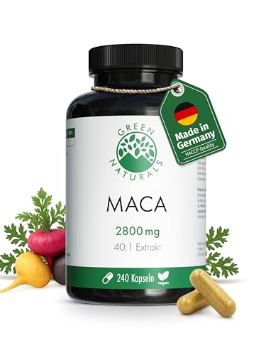 Maca 3-in-1-Komplex Schwarz-Rot-Gold – Hochdosiert: 112.000 mg Maca-Pulver (2.800 mg Extrakt (40:1)) – 2-Monats-Vorrat – Premiumqualität aus Deutschland, Vegan & laborgeprüft – Green Naturals®