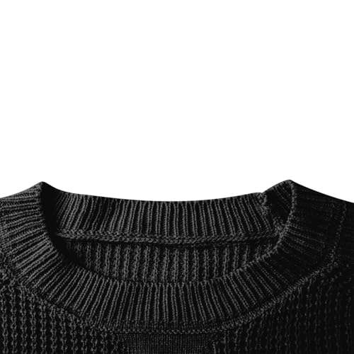 Mens Fall Sweater Long Sleeve Crew Neck Sweaters Loose Fit Casual Solid Fashion Winter Warmth Pullover Tops4