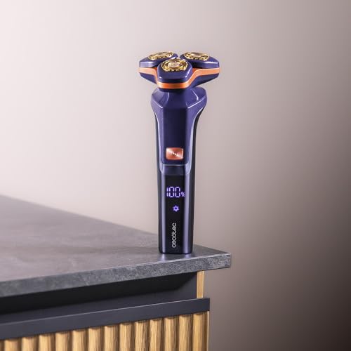 Cecotec Afeitadora Rotativa PrecisionCare Aluminium. Cuchillas para Pelo Largo y Corto, Pantalla LED Inteligente, 2 Velocidades, 8500rpm, Autonomía 2h, Cabezal Magnético y Revestimiento de Titanio - imagen 4