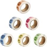 GLSTOY Pegatinas de Oferta para Tiendas de Segunda Mano, 6 Rollos Etiquetas de Papel Adhesivo Fuerte, 10 a 60% de Descuento, Uso en Ferias y Supermercados