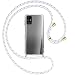 Produktbild mtb more energy® Handykette kompatibel mit Samsung Galaxy M31s (SM-M317, 6.5'') - weiß+grau gestreift/Gold - Smartphone Hülle zum Umhängen - Anti Shock Full TPU Case