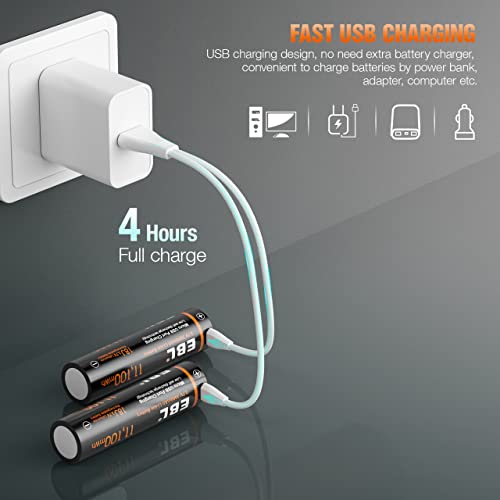 Rechargeable Li-ion Batteries 3000mAh for Flashlights, Headlamps, Doorbells, RC Cars (2 Pack)
