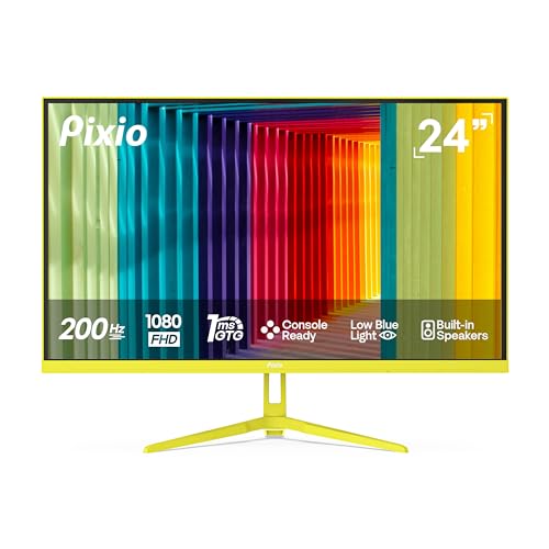 Image of Pixio Two PX248 Wave Yellow 24 inch 200Hz Refresh Rate FHD 1080p Resolution Fast IPS Panel 1ms GTG Response Time Gaming Monitors and PS1D Wave Yellow Dual Monitor Arm