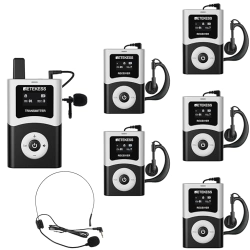 Retekess T130U (T130 4rd) Audio Tour Guide System, Kabelloses Reiseleiter-Set, 200m, U-Band-Modus...