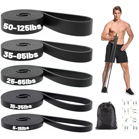 Resistance Bands, Pull Up Bands, Exercise Workout Bands for Working Out, Pull Up Assistance Bands Set for Men & Women, Body Stretching, Physical Therapy, Muscle Training - Black Cover