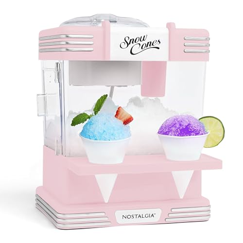Nostalgia Retro Snow Cone Maker – Countertop 5-qt Shaved Ice Machine – Stainless Steel Blades...