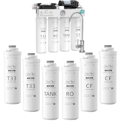 SimPure T2-600T Reverse Osmosis Water Filter System, Comes with Extra 6 Replacement Cartridges Filters (1-Year Replacement Filter Set)