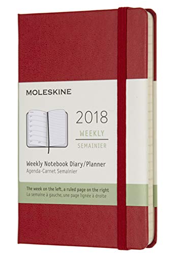 Moleskine 12 Month Weekly Planner, Pocket, Scarlet Red, Hard Cover (3.5 x 5.5)