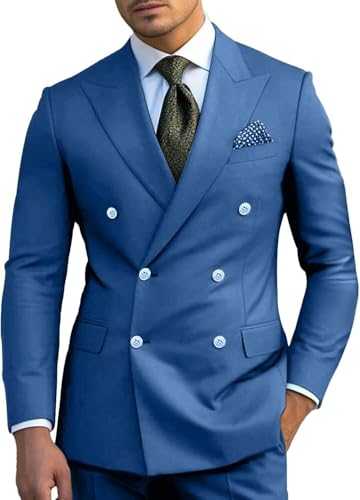 Slim Fit Men Suits for Groom Double Breasted Peak Lapel 2 Piece Sets Blazer Jacket Pants Business Wedding Tuxedo2