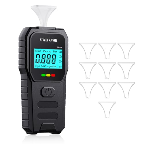 Ethylotest Electronique, Homologué NF Ethylometre, Alcootest, Contient 10 buses, Affichage LCD, Détection Rapide, Professionnel pour un Usage Domestique【Batterie Non Incluse】