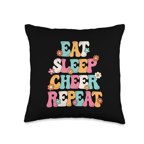 Eat Sleep Cheer Repeat Cheerleader Cheerleading Women Girls Throw Pillow