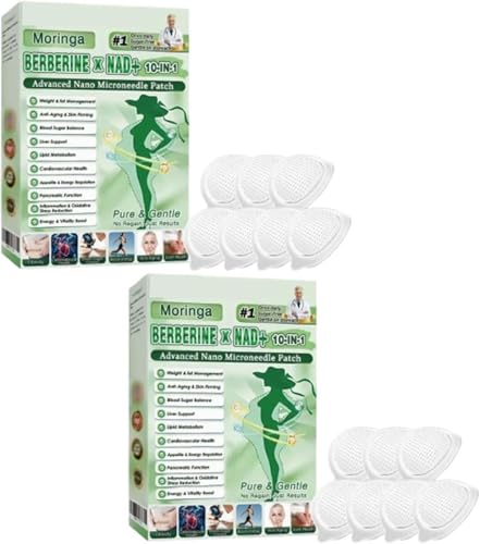 Healrize Moringa - Parches adelgazantes 10 en 1, parche avanzado de nano microagujas Healrize Moringa 10 en 1, ingredientes naturales, para hombres y mujeres (2 cajas)