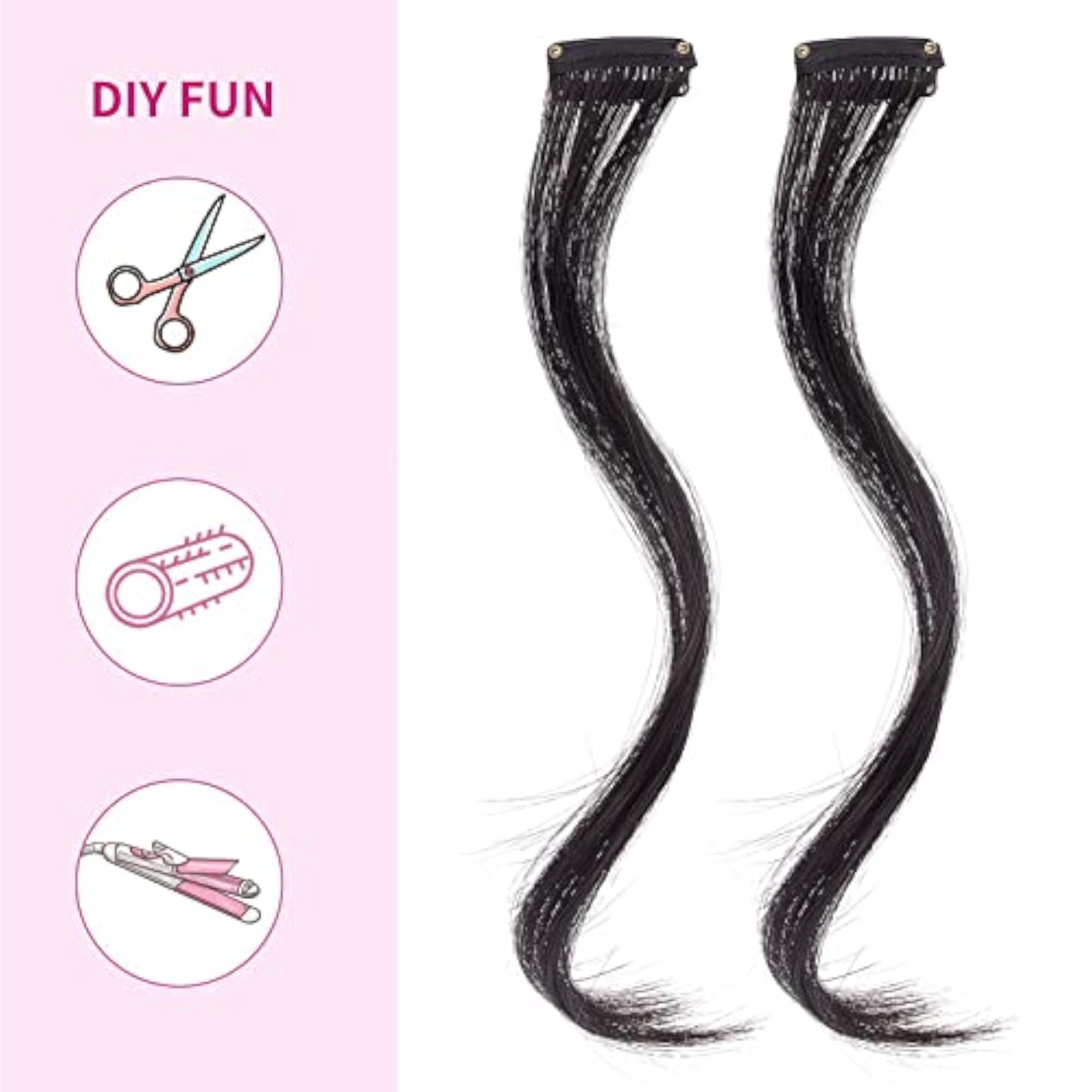 2pc Natural Long Wavy Curly Bangs Hair Clip Extensions