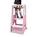 ManyDFYu Sgabello da cucina per bambini, in legno, con piattaforma regolabile, torre per bambini, con corrimano di sicurezza per bancone da cucina, bagno, apprendimento (rosa)
