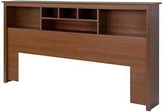 Pemberly Row Transitional Wood King Bookcase Headboard in Cherry