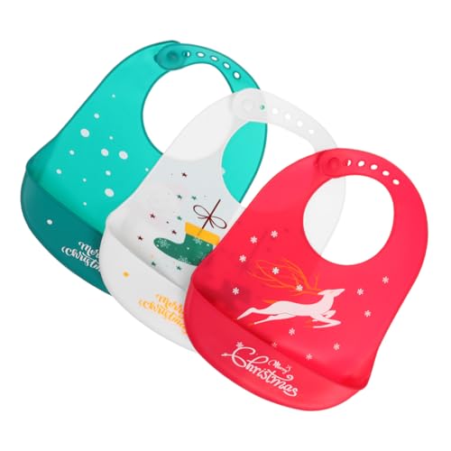 CIMAXIC 3Piezas Bibs For Teething Soft Cotton Dribble Bibs With Christmas Pattern For Sensitive Skin
