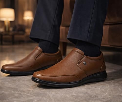 Image of Kraasa Men's Formal Slip-On Shoes | Vegan Leather Upper | Airmix Sole | High Cushioning | Lightweight & Comfortable