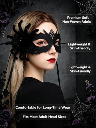 ChayWillow Halloween Black Spider Masquerade Half Eye Mask - image 8