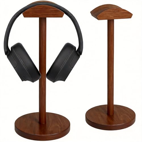 Image of Universal Headphone Hanger Holder Organizer Keeper Racks Storage for Desk Gaming Headset Stand Premium Functional Craftmanship Headset Stand Accessories Walnut