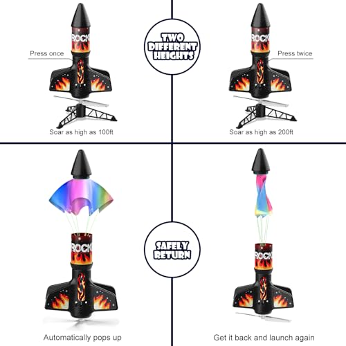 Image of Mafbeanl Rocket Launcher for Kids, Self Launching Motorized Air Rocket Toy | Outdoor Toys for Ages 8-12, Model Rockets with Parachute Safely Land, Spaceship Launch up to 200 ft Birthday Gifts for Boys
