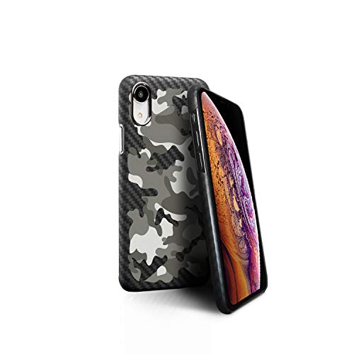 monCarbone Carbon Fiber Protective for iPhone XR Case Real Ballistic Fiber Minimalist Slim Fit Durable Case with Removable Lens Bumper â€“ Camouflage Urban Camo